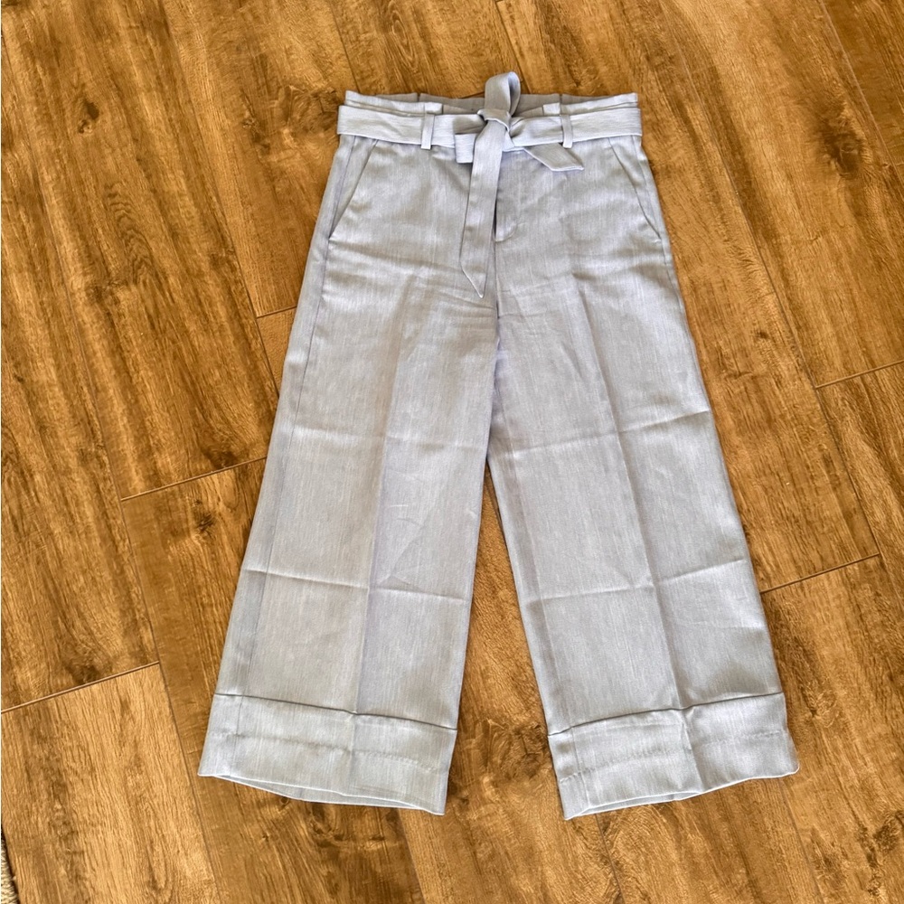 Banana Republic Light Blue Herringbone Blake Wide leg Cropped Pants Sz 6